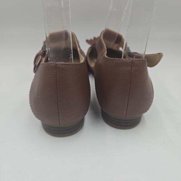 Naturalizer Women's Size 6 M Brown Leather Sandals Closed Toe Ankle Strap Kiltie - Picture 4 of 6